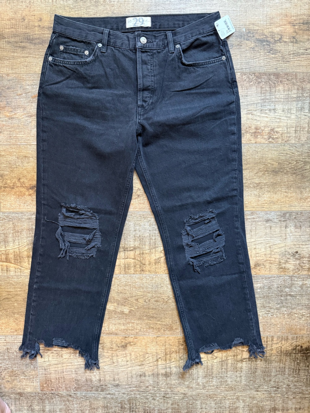 Free People Black Distressed Women’s Jeans Classic High-Rise Ripped Style Sz 29